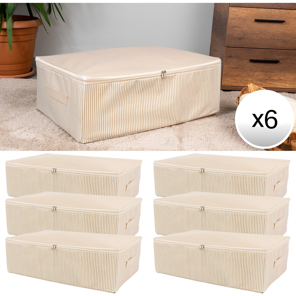 Nacarev 6 Adet Mega Boy Çizgi Desen Baskılı Krem Baza Altı Yastık Yorgan Kıyafet Düzenleyici Hurç 75x40x20 cm Yastık Kılıfı Fiyatı