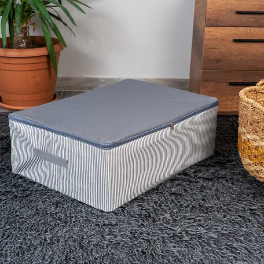 Nacarev Büyük Boy Çizgi Desen Baskılı Gri Baza Altı Düzenleyici Hurç 60x40x20 cm Hurç Fiyatı