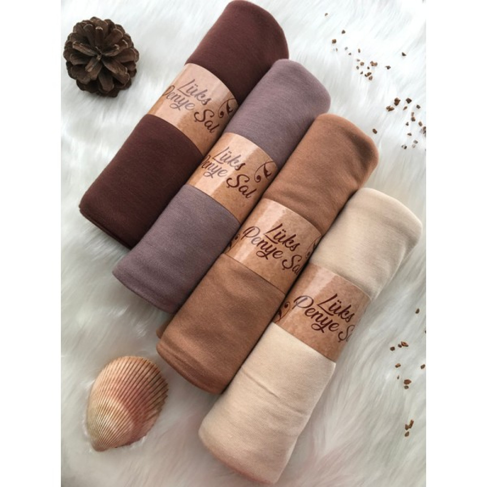 Naciye Sultan Tesettür Penye Şal 4'lü Set (Çikolata - Vizon - Karamel - Bej) Şal / Fular & Eşarp Fiyatı