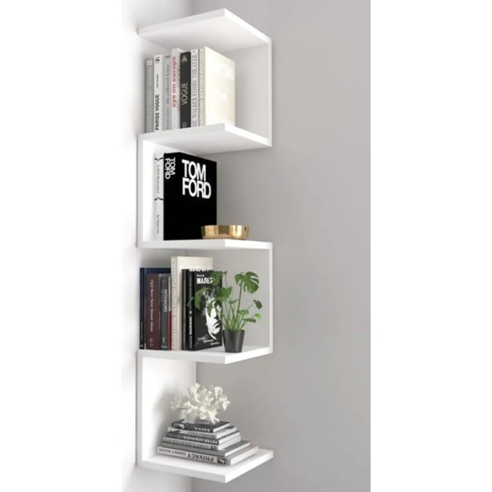 Nactumu Beyaz Zig Zag Duvar Rafı Kitaplık Kitaplık - Duvar Rafı & CD / DVD Rafı Fiyatı