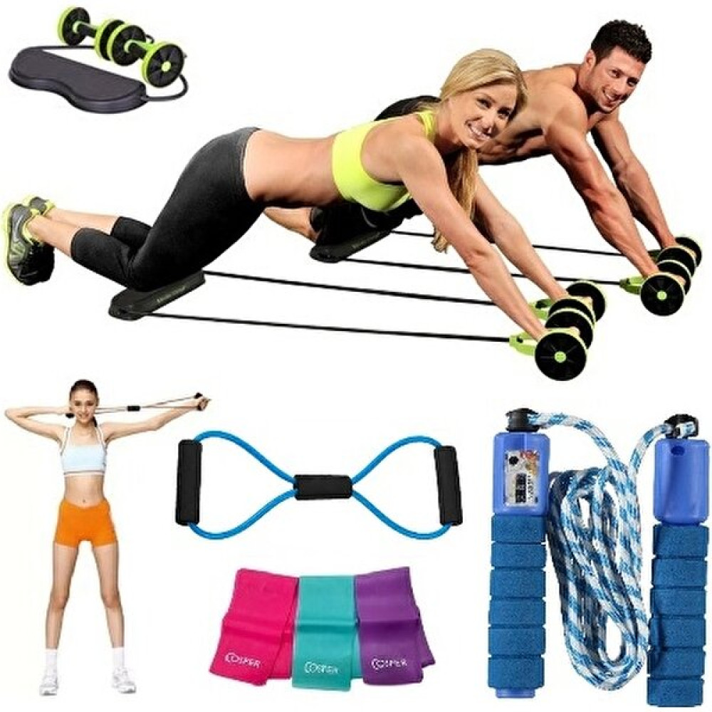Nadom 4'lü Set Fitnes Spor Aleti Sayaçlı Atlama Ipi 3'lü Pilates Bandı Seti Direnç Lastiği Kondisyon Aletleri Fiyatı