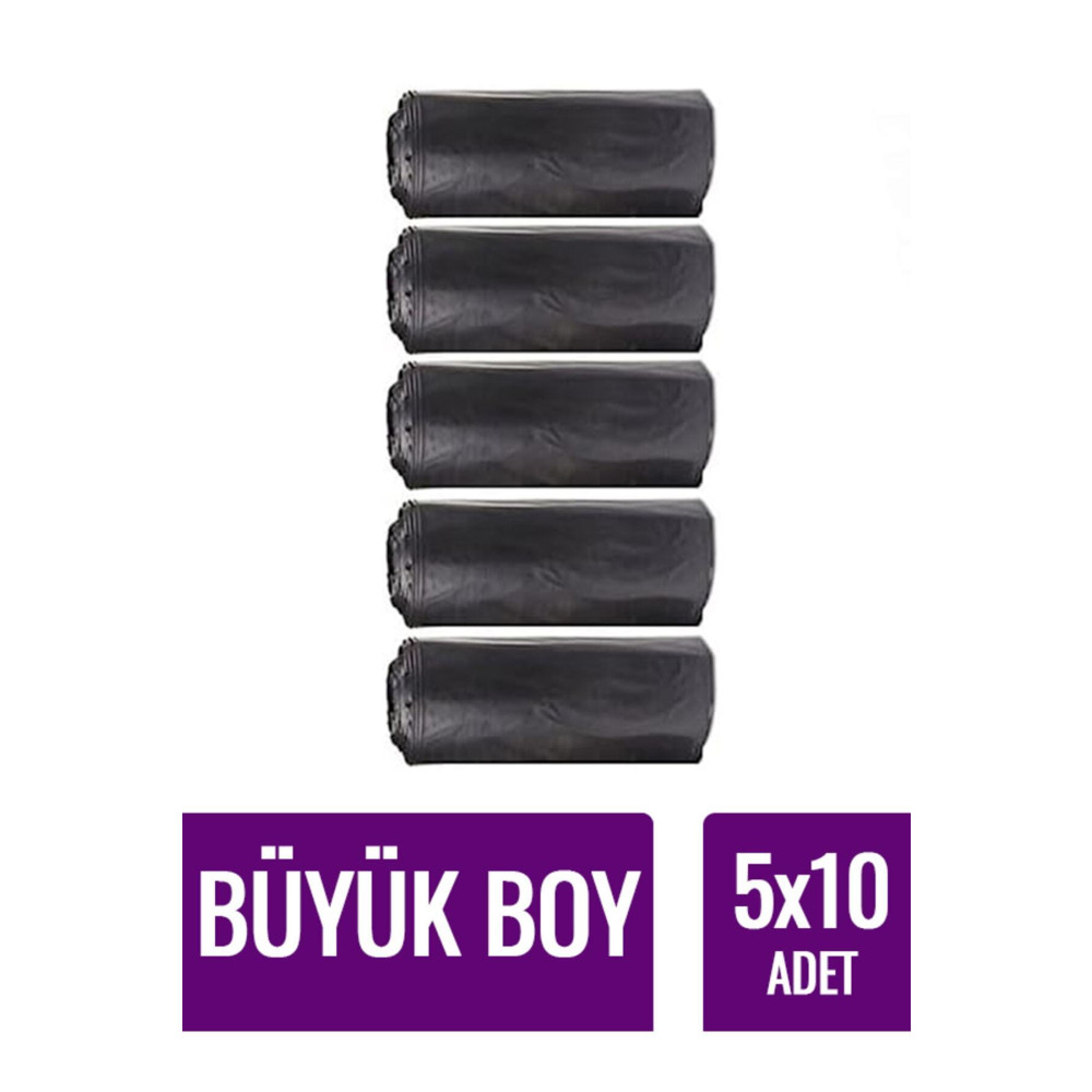 naft Çöp Torbası Büyük Boy 10’lu 5 Rulo Kalın 65x70 Çöp Poşeti Çöp Poşetleri Fiyatı