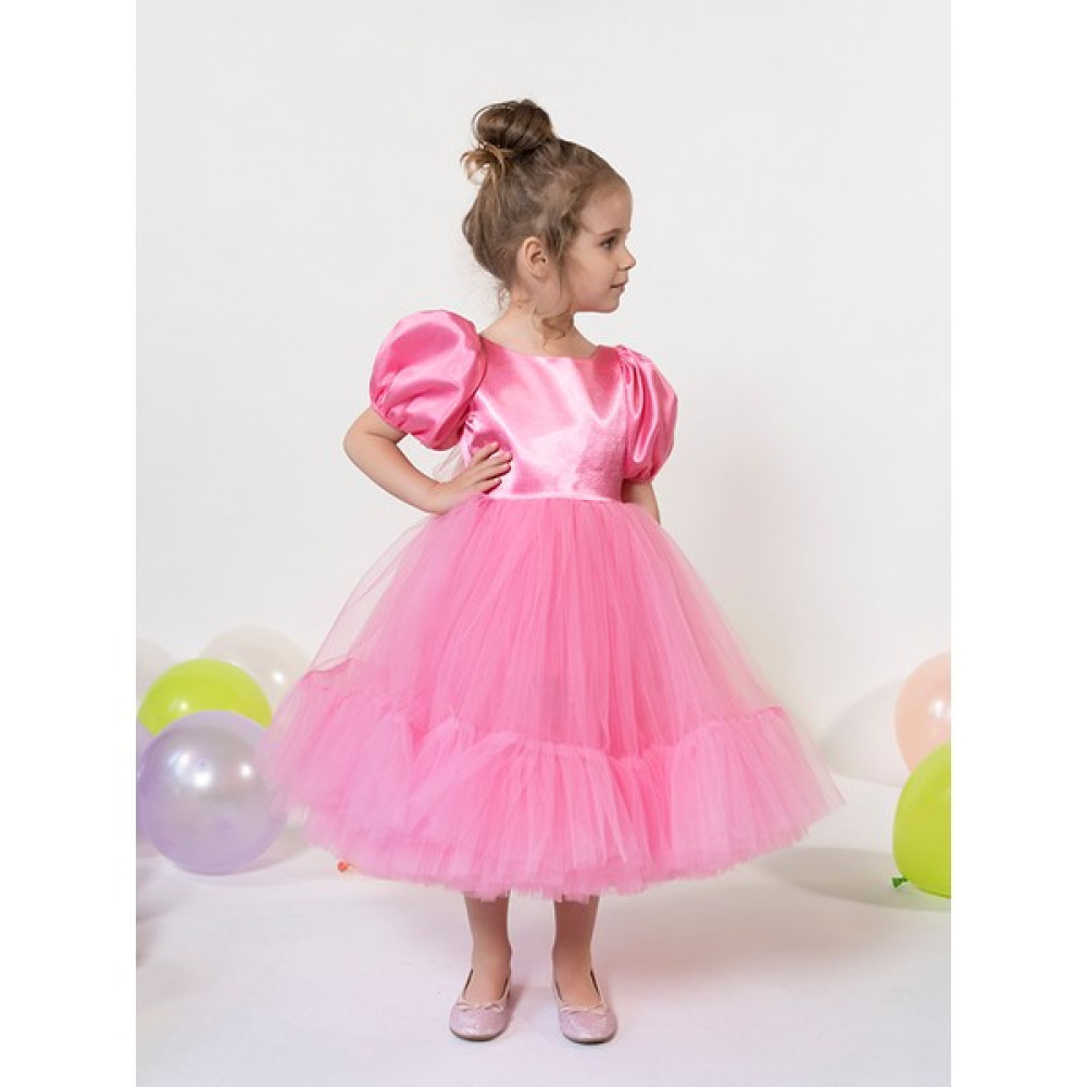 Nagihan Bilgin Nagihanbilginkids Kız Çocuk Özel Tasarım Balon Kollu Sırtı Pencereli Açık Ponponlu Eteği Tüllü Pamuk Prenses Elbisesi 1080 Pembe Kız Çocuk Elbise Fiyatı