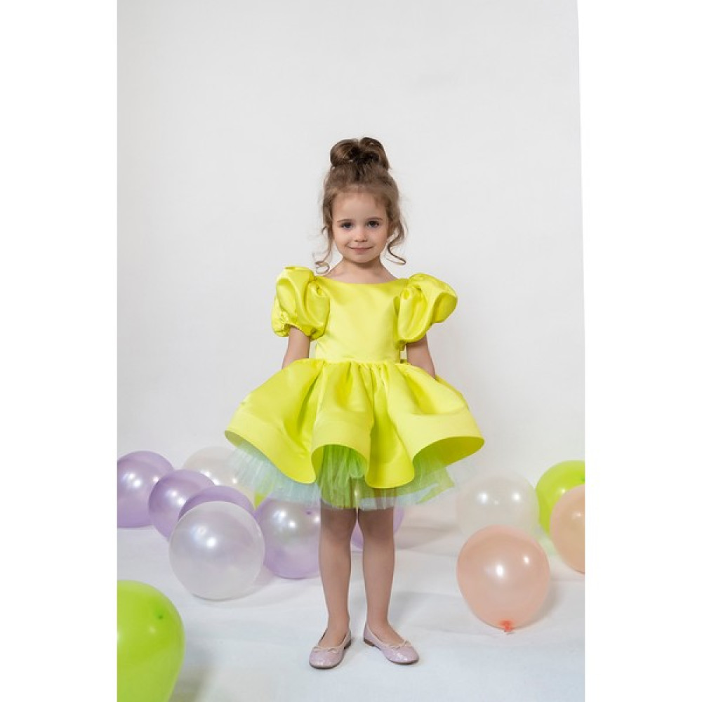 Nagihan Bilgin Nagihanbilginkids Kız Çocuk Özel Tasarım Balon Kollu Sırtı V Yakalı Eteği Büzgülü Volanlı Hayal Elbise Özel Gün Elbisesi 1160 Sarı Kız Çocuk Elbise Fiyatı