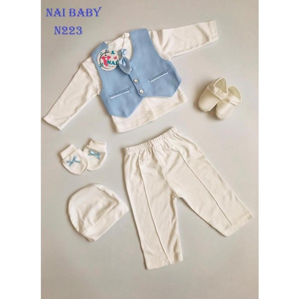 Nai Baby Erkek Bebek Mevlütlük Kıyafeti Hediyelik Eldivenli Patikli Bebek Giysi Takım Fiyatı