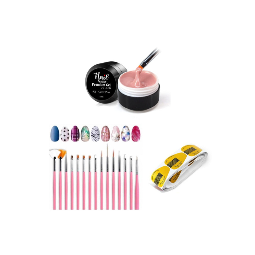 Nail Master Protez Tırnak Jeli 15ml 905 + 15li Fırça Seti + 50li Şablon Makyaj Ürünleri Fiyatı