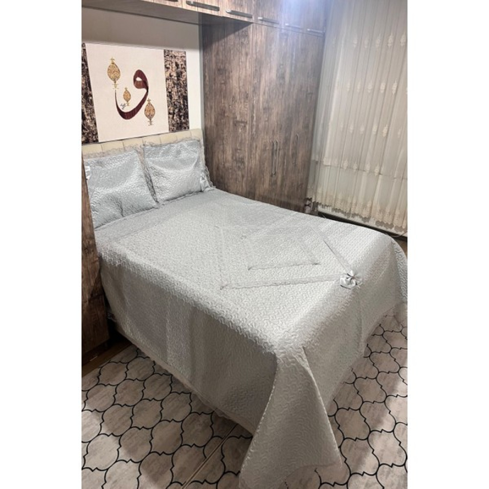 Naime Hayal Yatak Örtüsü Çift Kişilik - Kapitone Çift Kişilik Yatak Örtüsü ve Pike Takımı - Gri - 250 x 260 cm Yatak Örtüsü Fiyatı