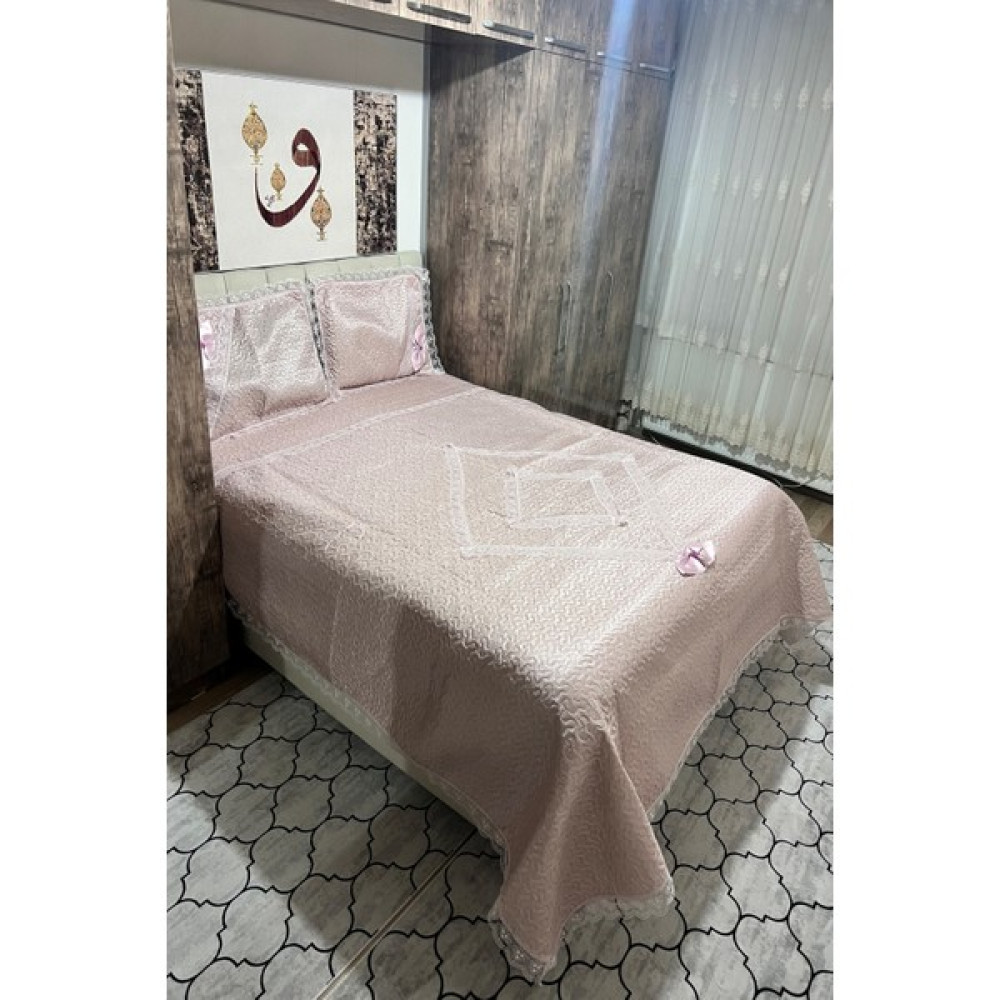 Naime Hayal Yatak Örtüsü Çift Kişilik - Kapitone Çift Kişilik Yatak Örtüsü ve Pike Takımı - Pudra - 250 x 260 cm Yatak Örtüsü Fiyatı