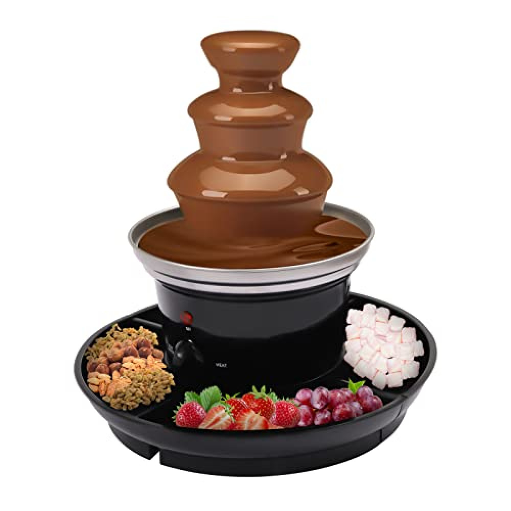 NAIXING 3-Tier Electric Chocolate Fondue Fountain Stainless Steel Party Fountain with Fruit Plate for Birthday Party Wedding Celebration Chocolate Capacity 11 Lbs