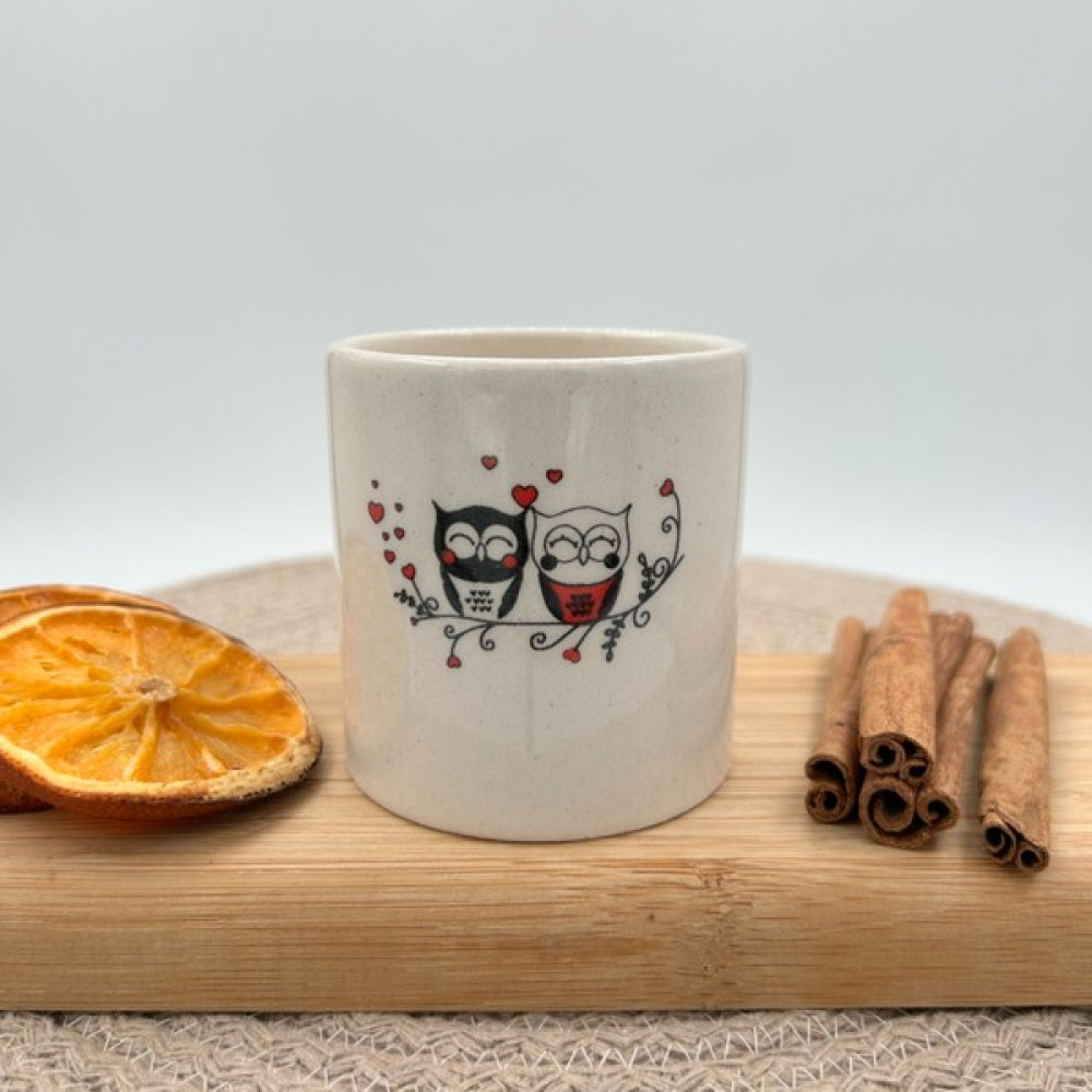 Nakkaş Çini Seramik Kupa Mug Baykuş Baskılı 02 - Beyaz Fincan / Bardak / Kahve Takımı Fiyatı