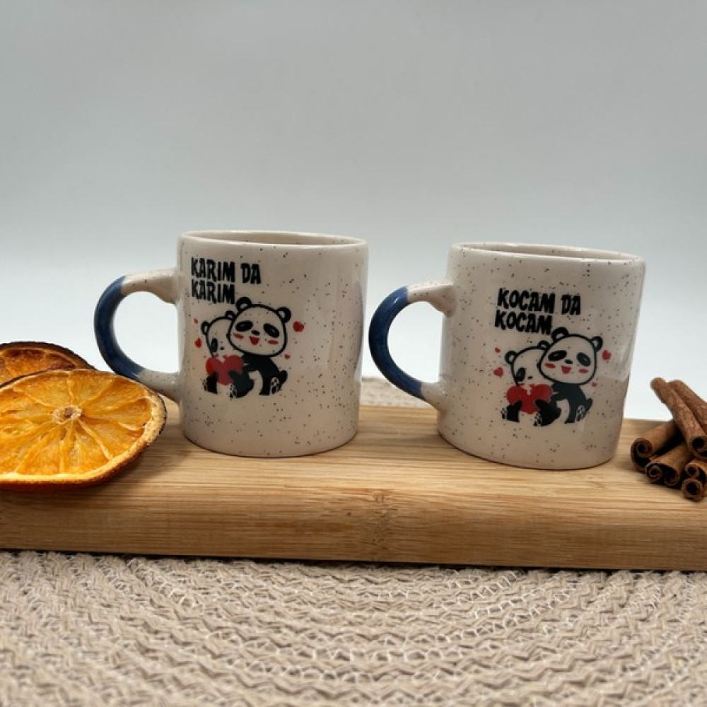 Nakkaş Çini Seramik Kupa Mug Karım Da Karım Kocam Da Kocam (2 Adet) - (Panda Desenli) - Beyaz Fincan / Bardak / Kahve Takımı Fiyatı