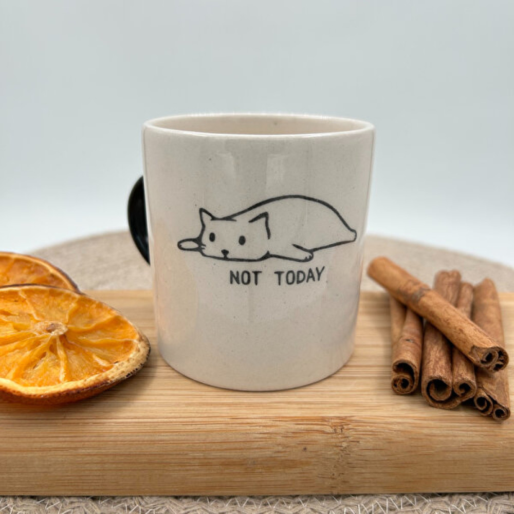 Nakkaş Çini Seramik Kupa Mug Not Today Baskılı 06 - Beyaz Fincan / Bardak / Kahve Takımı Fiyatı