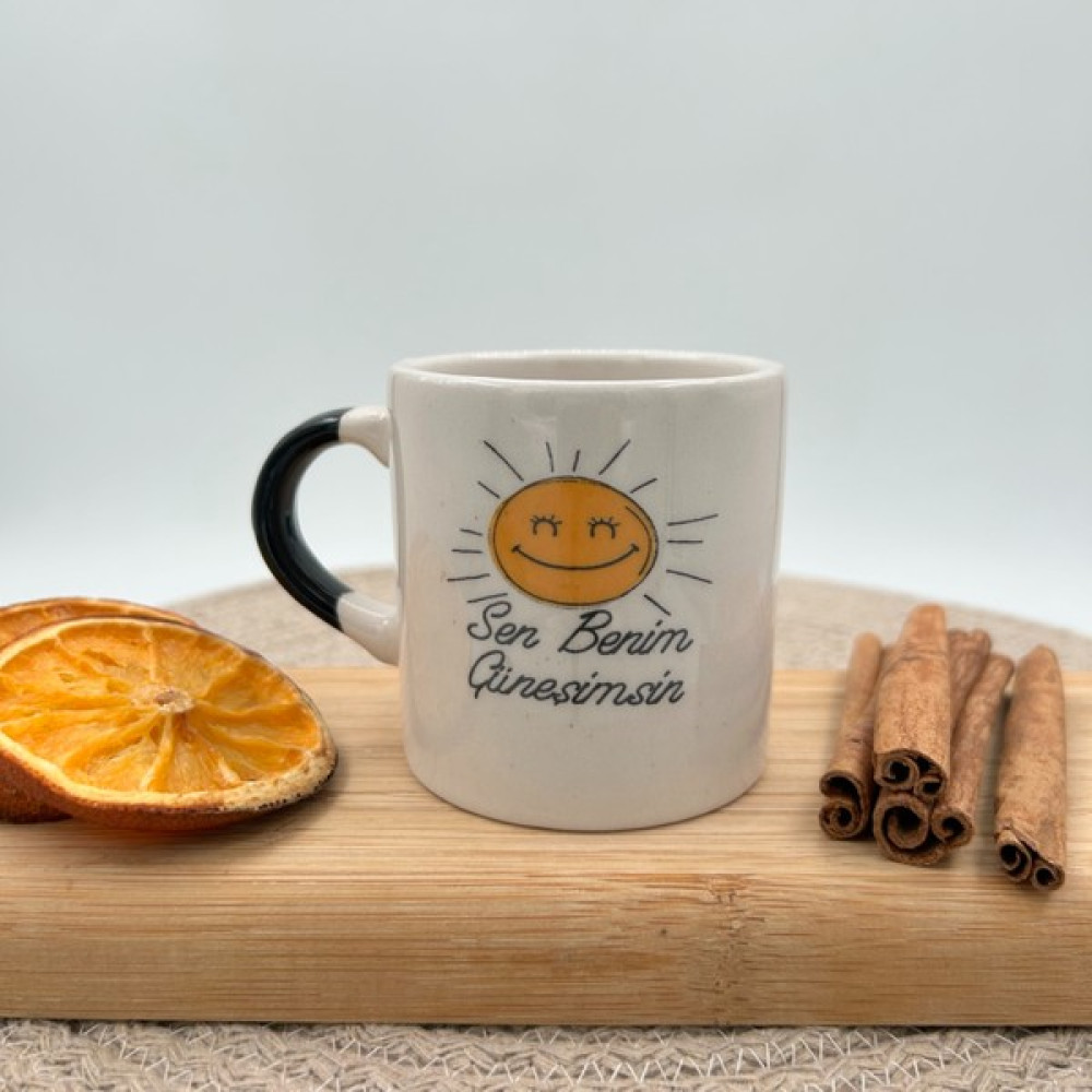 Nakkaş Çini Seramik Kupa Mug Sen Benim Güneşimsin Baskılı 19 - Beyaz Fincan / Bardak / Kahve Takımı Fiyatı