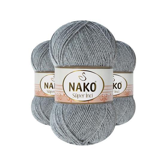 Nako 194 Gri Melanj 100 gr Süper İnci El Örgü İpi