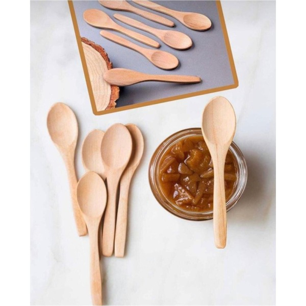 Nakres 13 cm Mini Ahşap Kaşık 6'lı Ahşap Mini Ölçek Şekerlik Bal Kaşığı Baharat Kaşığı - Kahverengi Çatal / Kaşık / Bıçak Takımları Fiyatı