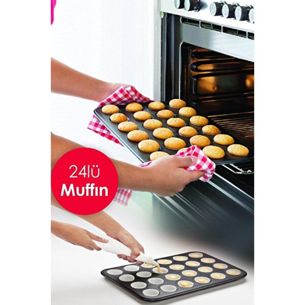 Nakres Nakres 24 Bölmeli Yanmaz Ve Yapışmaz Kek Kapsülü Yapışmaz Mini Tart Kek Kapsülü Muffin Ekler Kalıbı 35-27 Cm Kek Kalıpları Fiyatı
