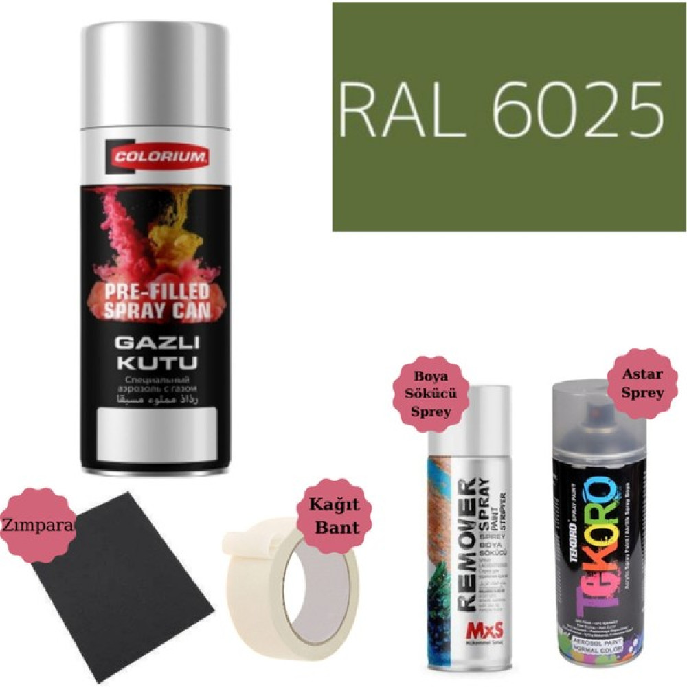 Nalburun 400 ml Doldurulmuş Selülozik Mat Sprey Boya + Astar + Boya Sökücü Set Ral - 1 Adet - 6025 Eğreltiotu Yeşili Boya Malzemeleri Fiyatı