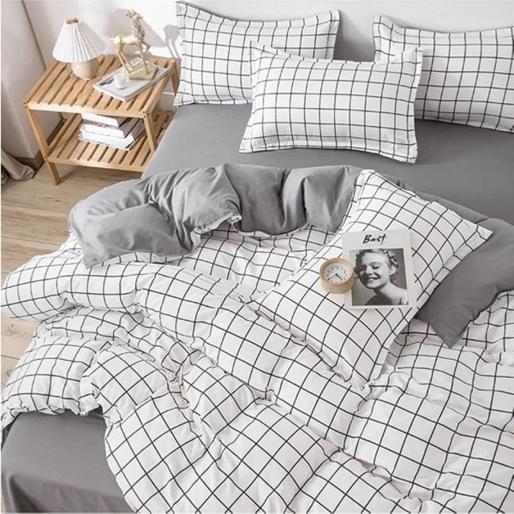Nalls Home Siyah Beyaz Kareli Tek Kişilik Çarşaflı Nevresim Takımı - 100 x 120 cm Nevresim Takımı Fiyatı