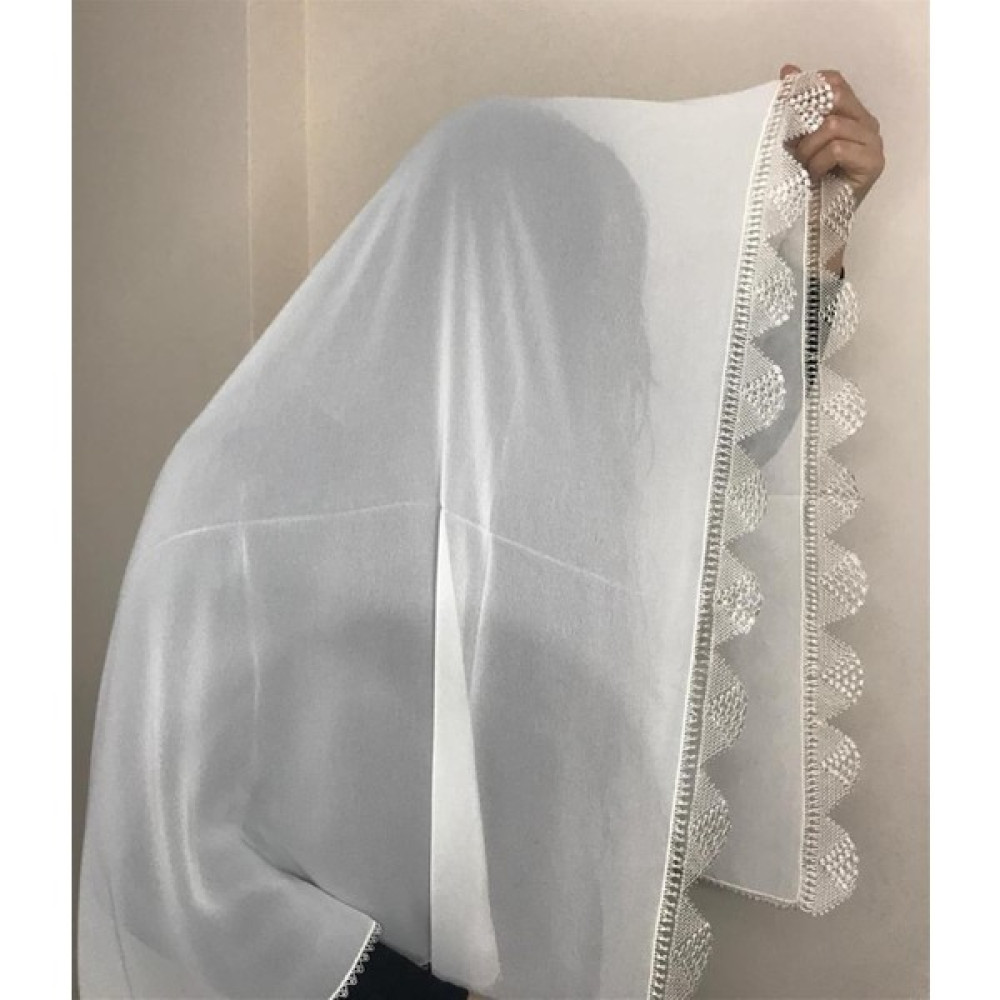 Namaz Başörtüsü - El Işi - Çember - Yazma EKRU Eşarp Fiyatı