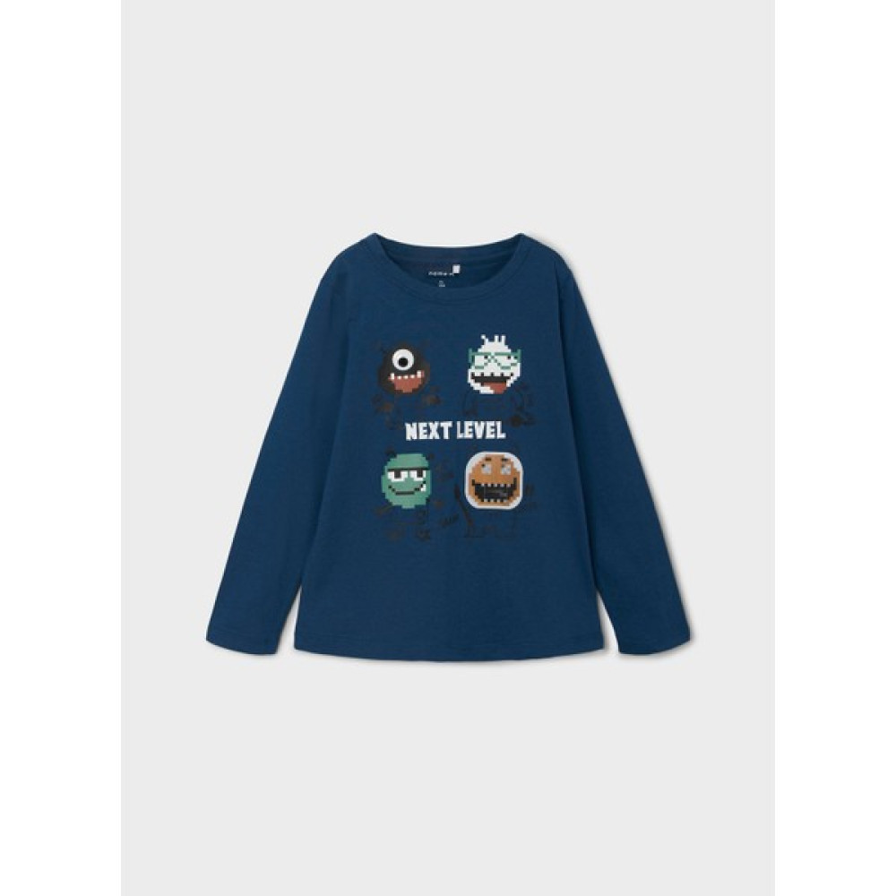 Name İt 13198280-Y Bisiklet Yaka Baskılı Koyu Mavi Erkek Çocuk T-Shirt Erkek Çocuk T-shirt Fiyatı