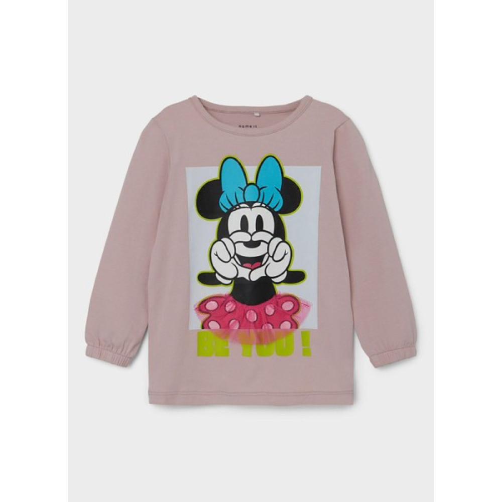 Name It Baskılı Açık Pembe Kadın T-Shirt Nmfjerına Mınnıe Ls Top Wdı Bayan T-shirt Fiyatı