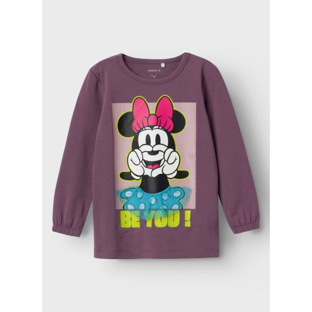 Name It Baskılı Mor Kadın T-Shirt Nmfjerına Mınnıe Ls Top Wdı Bayan T-shirt Fiyatı