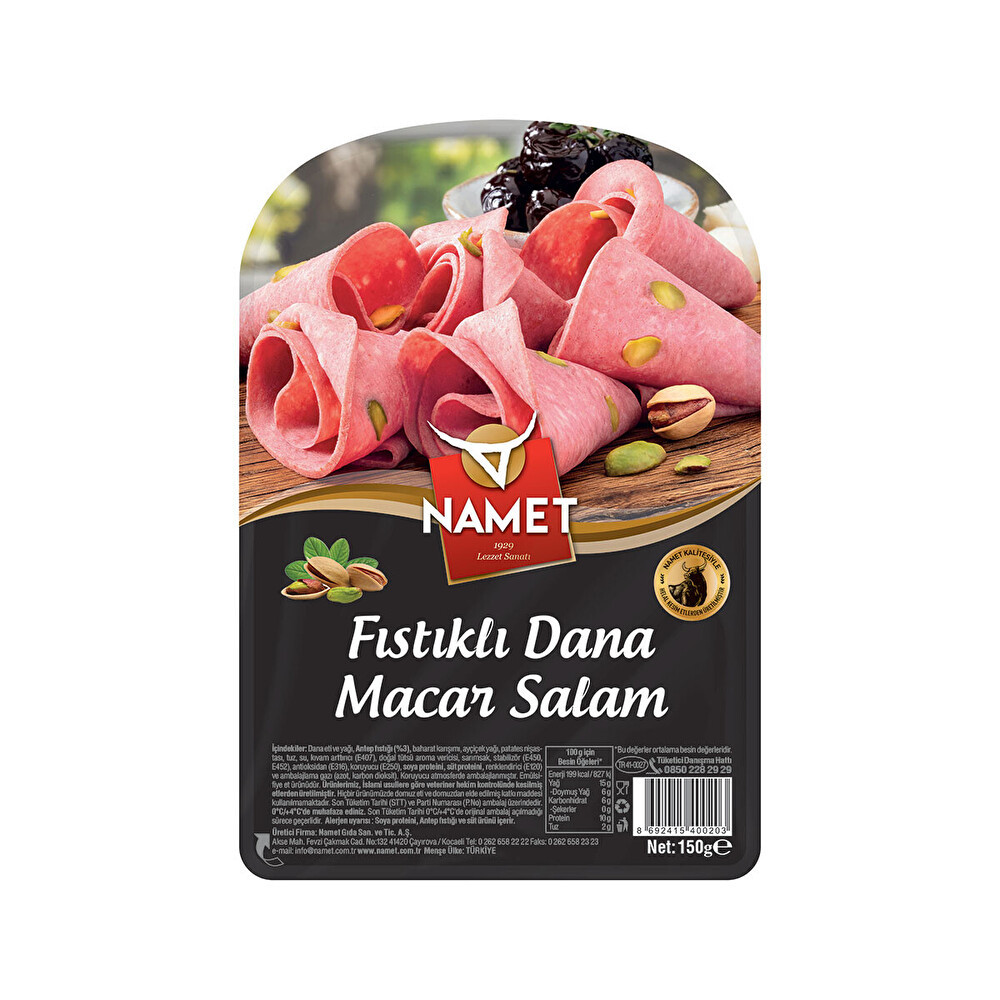 Namet Dilimli Fıstıklı Salam 150 G Şarküteri Fiyatı