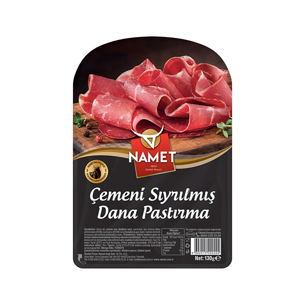 Namet Dilimli Pastırma Çemeni Sıyrılmış 130 G Şarküteri Fiyatı