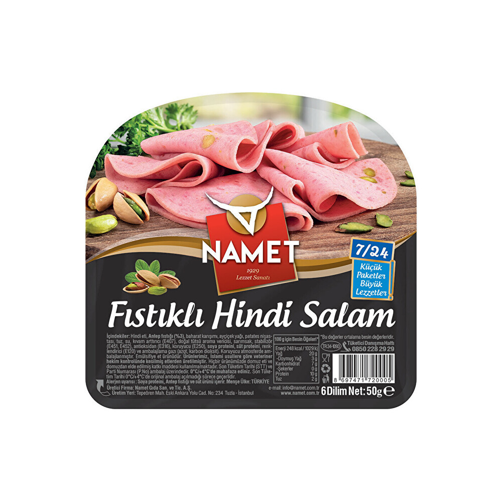 Namet Hindi Fıstıklı Salam 7/24 50 G Şarküteri Fiyatı