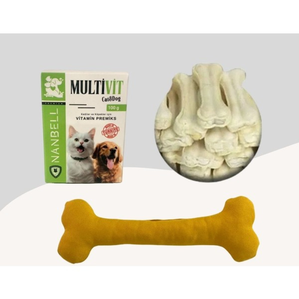 Nanbell 12cm Beyaz Çiğneme Kemiği 5li + Multivitamin + Yumuşak Oyuncak Sarı Oto Boyaları Fiyatı