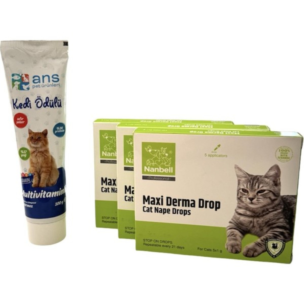 Nanbell Kediler Için Dışparazit Deri Bakım Ürünü 5 x 1 gr 3 Kutu + Ans Kedi Ödülü Evcil Hayvan Ürünleri Fiyatı