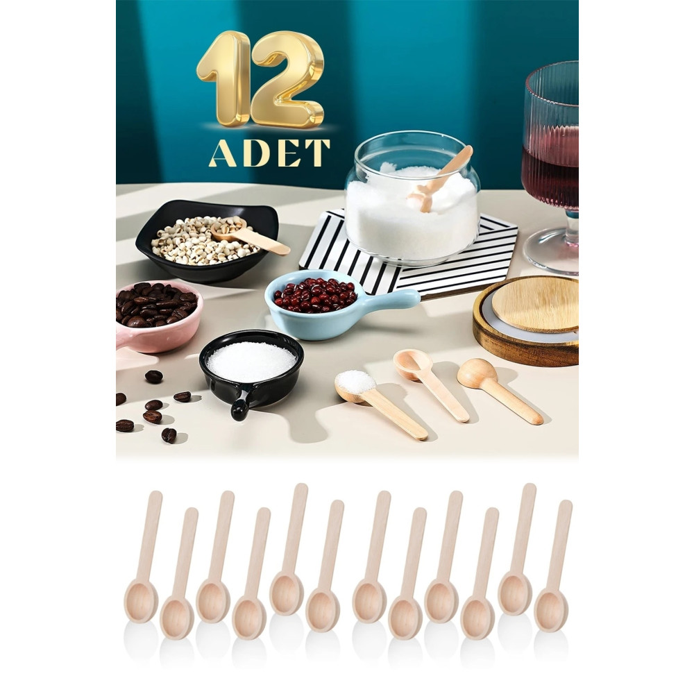 Nandy Home 12 Adet Doğal Ahşap Mini Baharat - Reçel - Ölçü Kaşığı Çatal / Kaşık / Bıçak Takımları Fiyatı