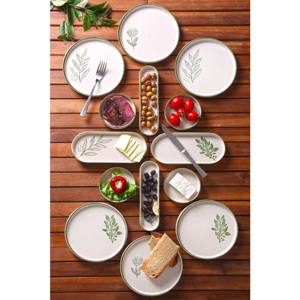 Nandy Home 14 Parça 6 Kişilik Handmade Yeşil Çiçek Kahvaltı Takımı - Lüx Kahvaltılık Sunum Seti Kahvaltı Takımı Fiyatı