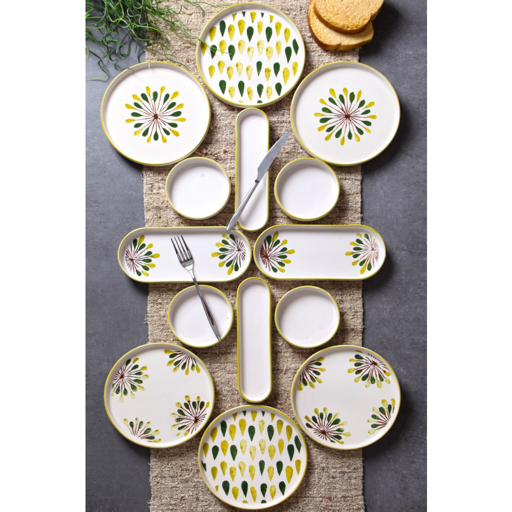 Nandy Home 14 Parça 6 Kişilik Handmade Yeşil Nokta Kahvaltı Takımı - Lüx Kahvaltılık Sunum Seti Kahvaltı Takımı Fiyatı