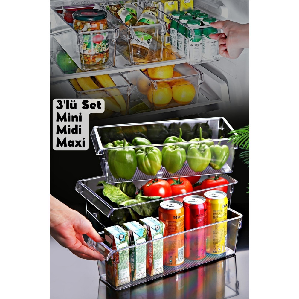 Nandy Home 3lü Set Tall Clear Buzdolabı & Dolap Içi Düzenleyici Organizer Eşya Saklama / Düzenleme Fiyatı