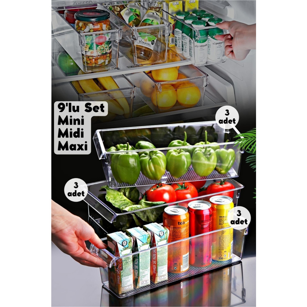 Nandy Home 9lu Set Tall Clear Buzdolabı & Dolap Içi Düzenleyici Organizer Eşya Saklama / Düzenleme Fiyatı