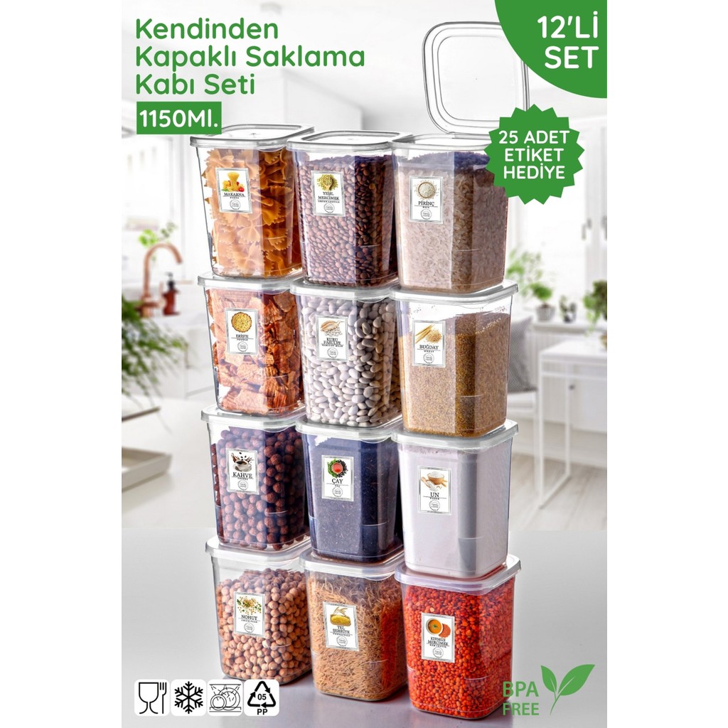 Nandy Home Etiket Hediyeli 12'li Set Kendinden Kapaklı 1150ML. Kare Saklama Kabı - Mikrodalga ve Difrize Uygun - Beyaz Şeffaf Saklama Kapları Fiyatı