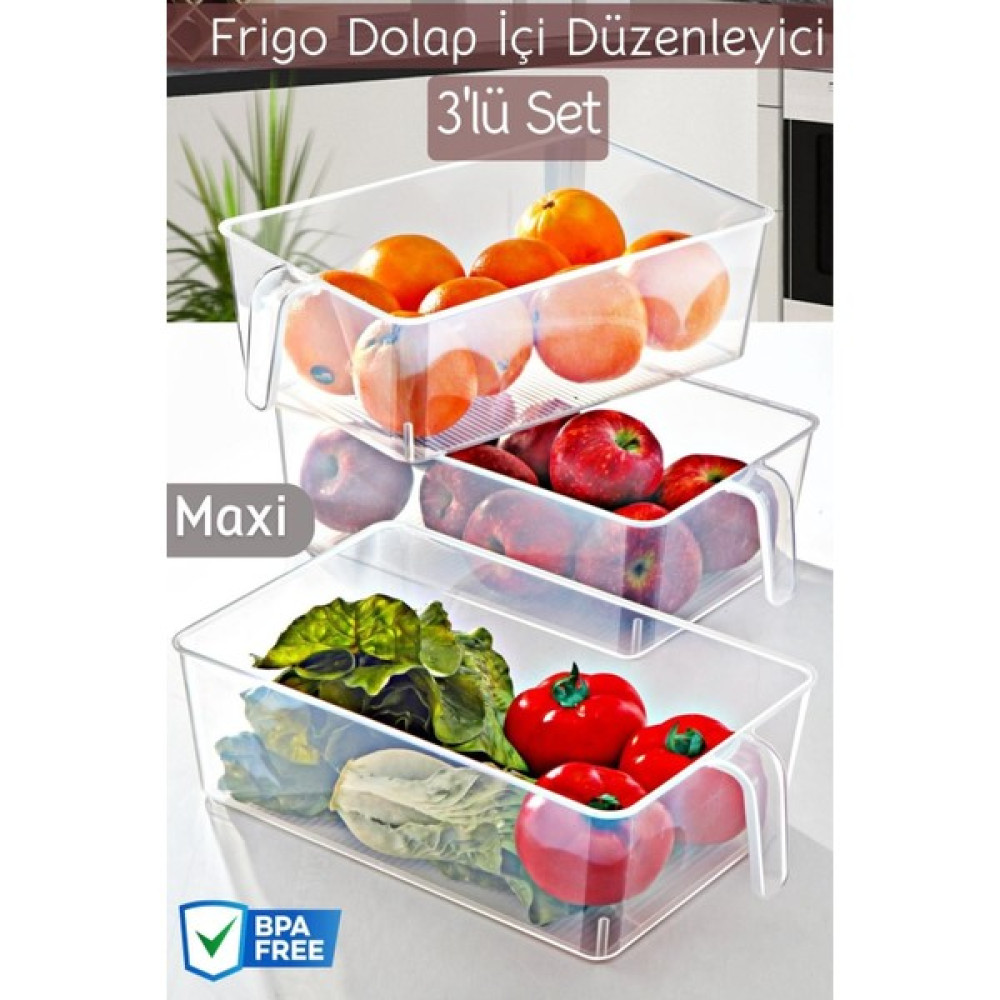 Nandy Home Frigo Kulplu Maxi Buzdolabı & Dolap Içi Düzenleyici Organizer 3 Adet Saklama Kapları Fiyatı