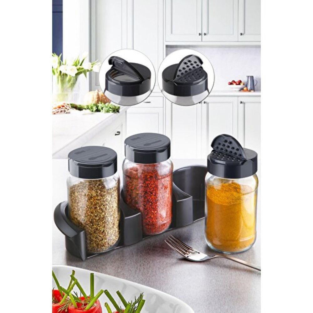 Nandy Home Stantlı Daphne Baharatlık Takımı - Ikili Click Kapak 3'lü Set 370 cc Baharat Setleri & Baharatlıklar Fiyatı