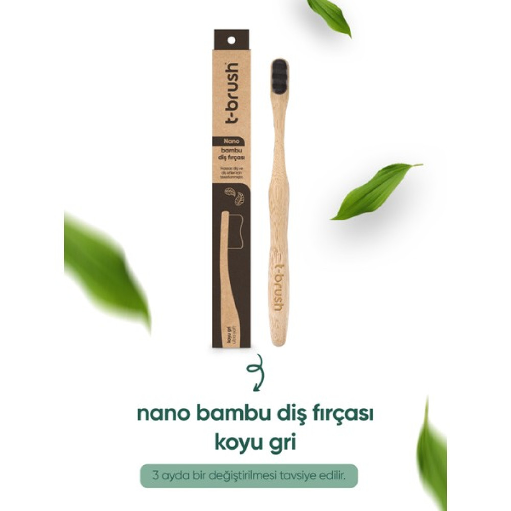 Nano Vegan Bambu Diş Fırçası - Ultra Soft (Hassas Dişler için) - Koyu Gri - Plastiksiz Diş Fırçaları Fiyatı