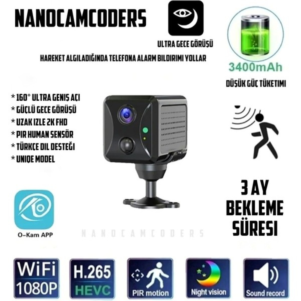 Nanocamcoders 3 ay Bekleme Süresi Geniş Açılı Mini Kamera Hd 4K 1080P Wifi Ip Gizli Nano Video Kamera Taşınabilir Kablosuz Modülü Video Kaydedici Dijital Video Kameralar Fiyatı