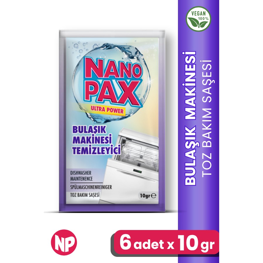 Nanopax Bulaşık Makinesi Temizleyici Toz Bakım Saşesi (6 Adet x 10GR) - 10 gr Bulaşık Makineleri Fiyatı