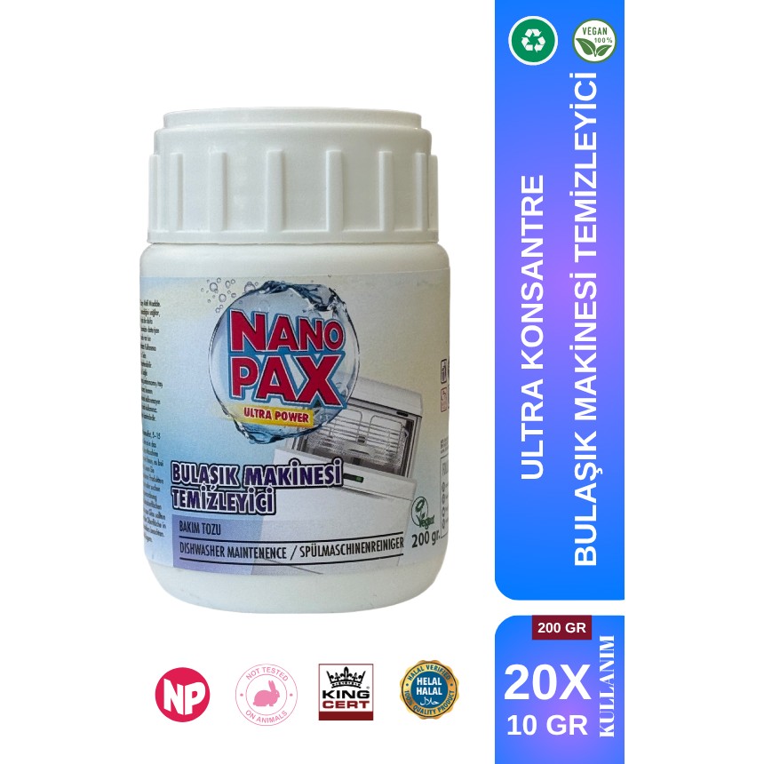 Nanopax Ultra Bulaşık Makinesi Temizleyici Tozu 200 (20 x 10 Gr) - 200 gr Bulaşık Makineleri Fiyatı
