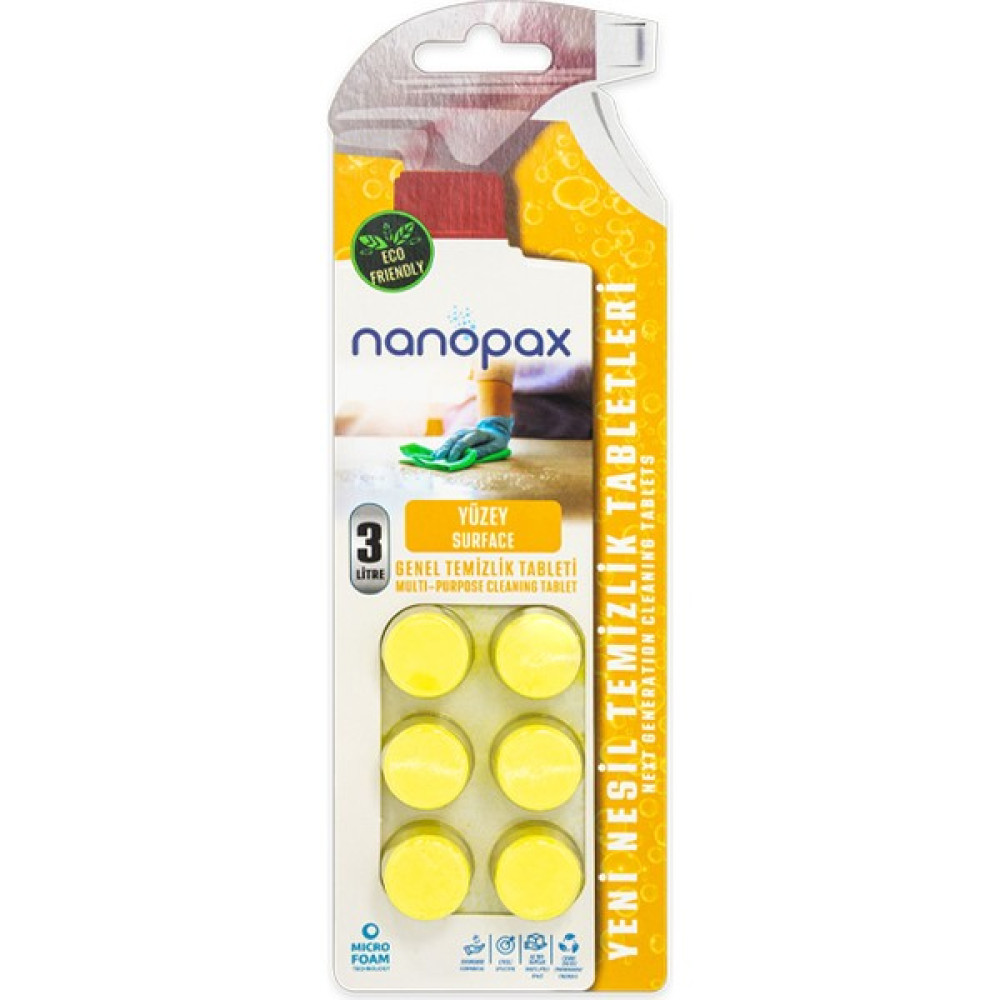 Nanopax Yüzey Temizlik Tableti (6 Tablet = 3 Litre) ve Mikro Köpüklü Sprey - (500 Ml) - 3 litre Parlatıcı ve Temizleyiciler Fiyatı