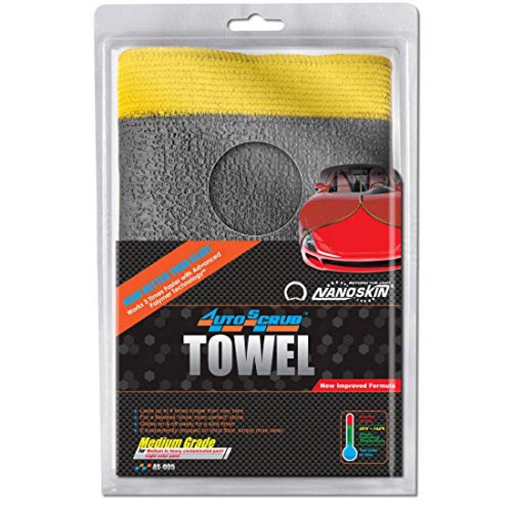 Nanoskin AUTOSCRUB Surface Prep Towel Medium Grade- Patented Clay Bar Replacement Tool to Remove Embedded Contaminants Before Wax & Coating | Safe for Painted Surface, Glass, Plastic, Metal & More 12" x 12"