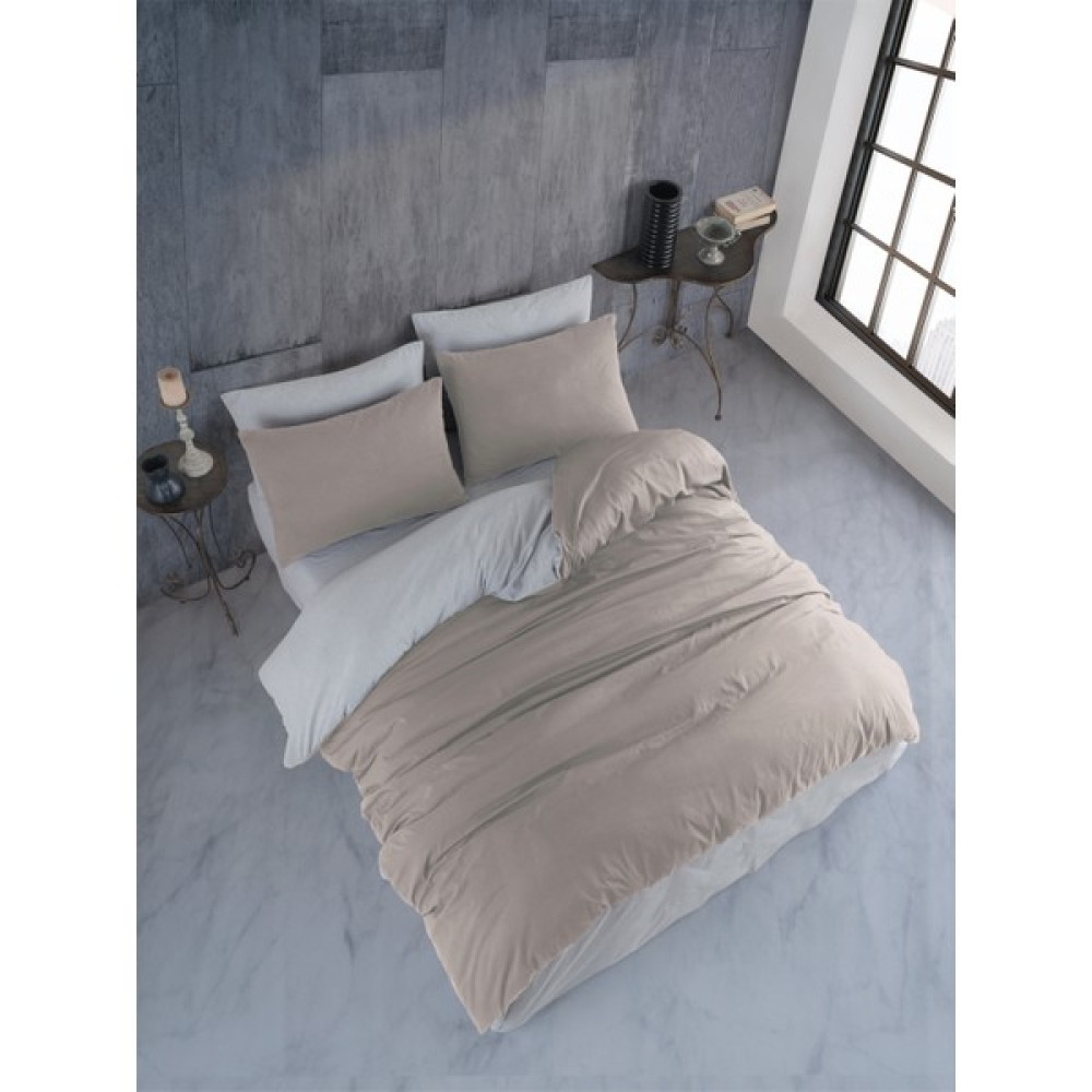 Nanosoft Nevresim Takımı Double Size(Battal Boy) Bej-Gri - Bej - Gri - 220 x 240 cm Nevresim Takımı Fiyatı