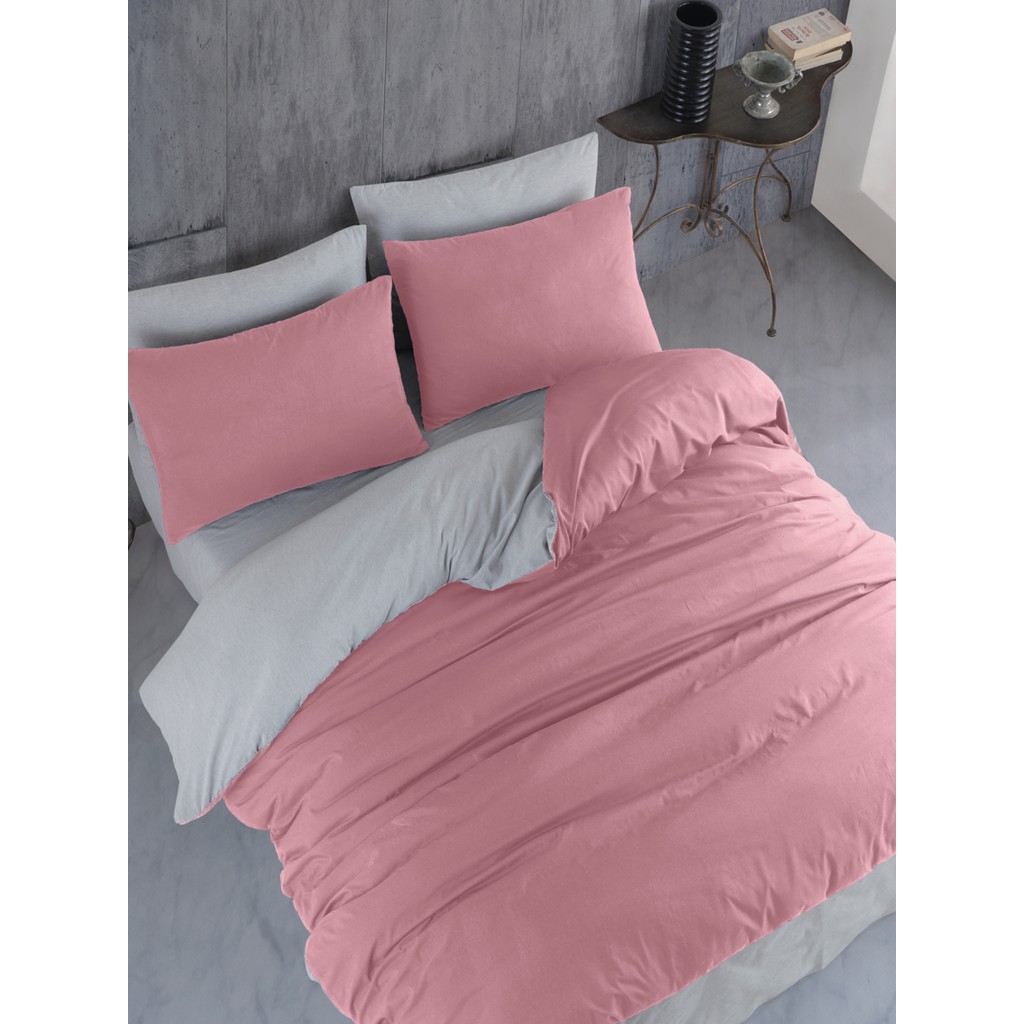 Nanosoft Nevresim Takımı Tek Kişilik Mercan-Gri - Gri - Somon - 160 x 220 cm Nevresim Takımı Fiyatı