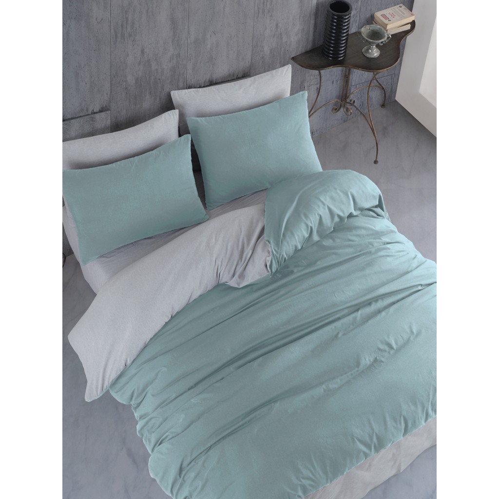 Nanosoft Nevresim Takımı Tek Kişilik Mint Yeşili-Gri - Gri - Mint - 160 x 220 cm Nevresim Takımı Fiyatı