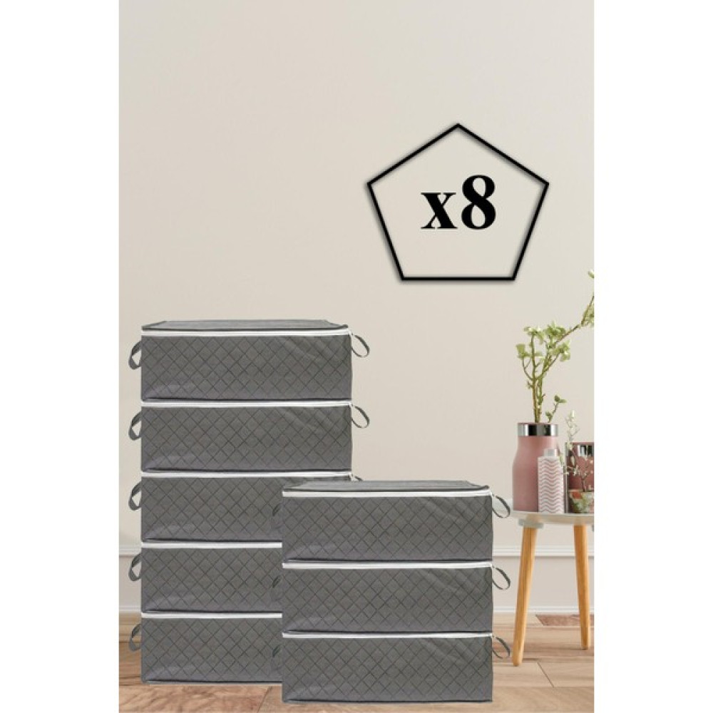 Nanteks 8 Adet Kapitone Desenli Bazaaltı Hurç 22 x 40 x 60 cm(Antrasit) - Antrasit Hurç Fiyatı