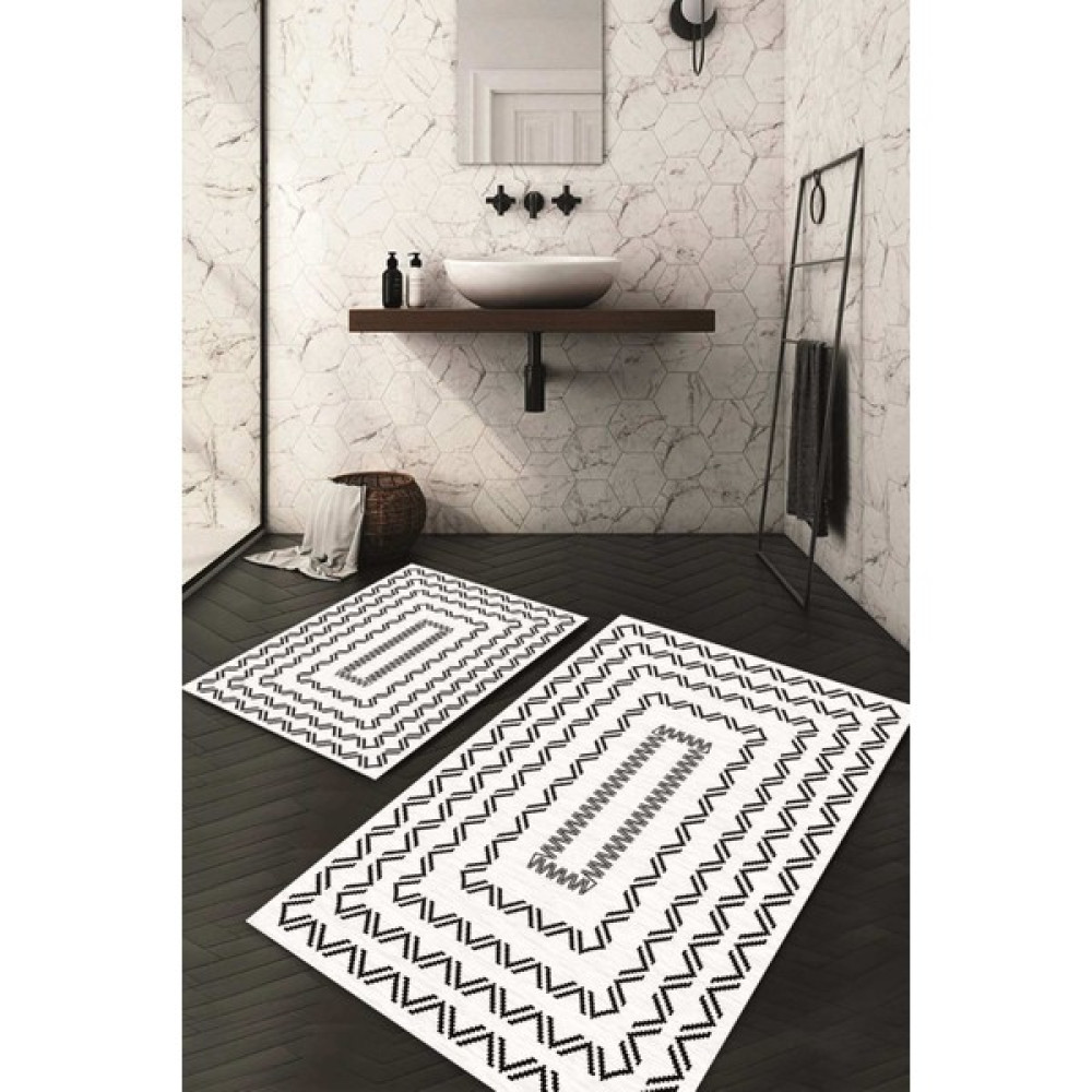Napoli Home Dijital Baskılı Kaymaz Taban Yıkanabilir 2'li Klozet Takımı Banyo Paspası NDKZ-HY-1038 - Beyaz Klozet Takımı Fiyatı